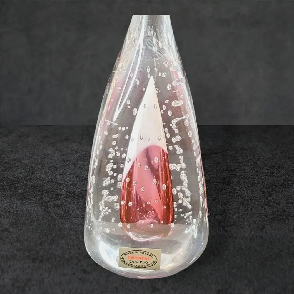 Poland‎ 24% Lead Crystal Hersey's Kiss Shaped Paperweight Red Design